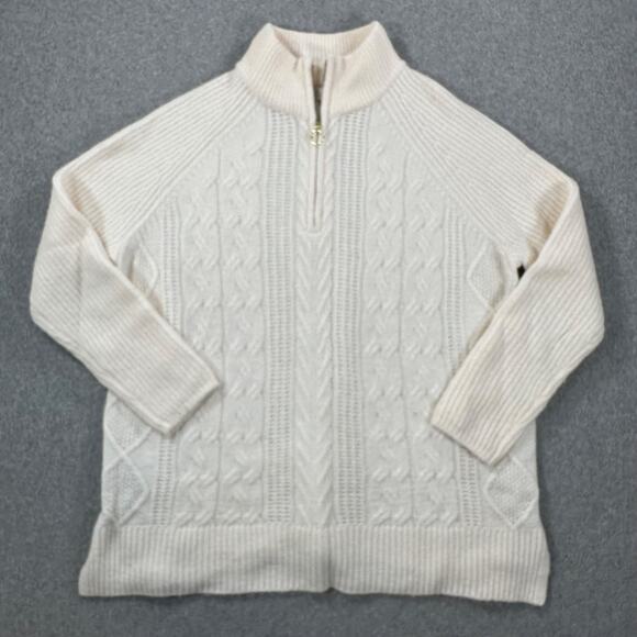 LOFT Sweaters - Ann Taylor LOFT Cable Knit Quarter Zip Sweater Women's Medium Winter White Cozy